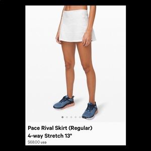 Lululemon Pace Rival Skirt (Regular) White